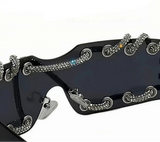 Rhinestone Chain Punk Retro Cool Trendy Sunglasses