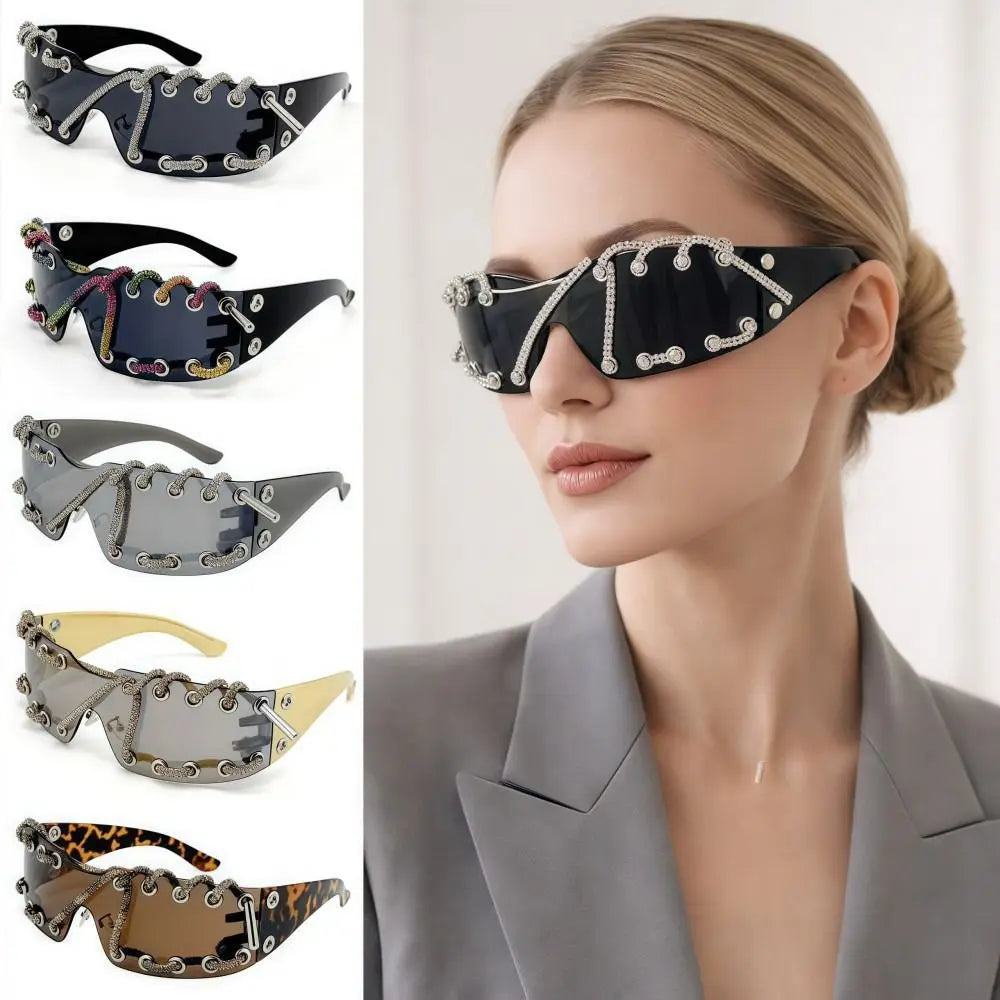 Collection of Rhinestone Chain Punk Retro Cool Trendy Sunglasses