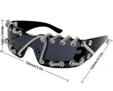 Size of Rhinestone Chain Punk Retro Cool Trendy Sunglasses