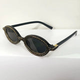 Black Rhinestone Colorful Round Diamond Sunglasses
