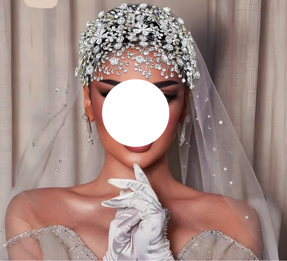 Model using Rhinestone Crystal Wedding Headband Hair Accessories