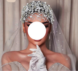 Model using Rhinestone Crystal Wedding Headband Hair Accessories