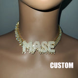 Rhinestone Cuban Chain Necklace Drip Letter Hip Hop Jewelry