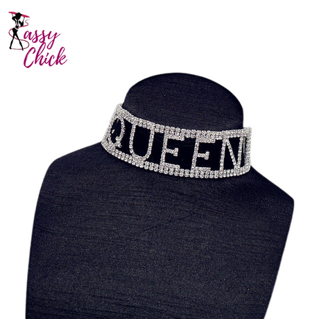 Rhinestone Letter Choker Sassy Chick Logo