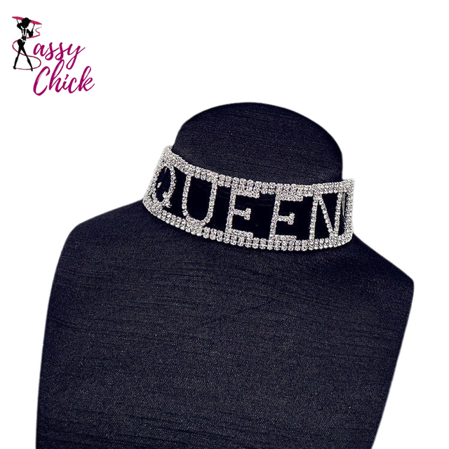 Rhinestone Letter Choker Sassy Chick Logo