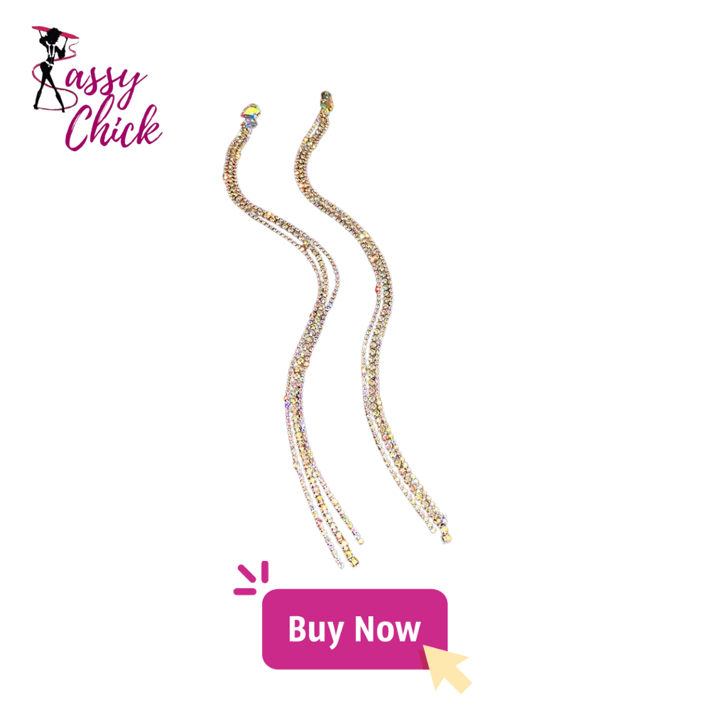 Rhinestone Long Tassel Earrings