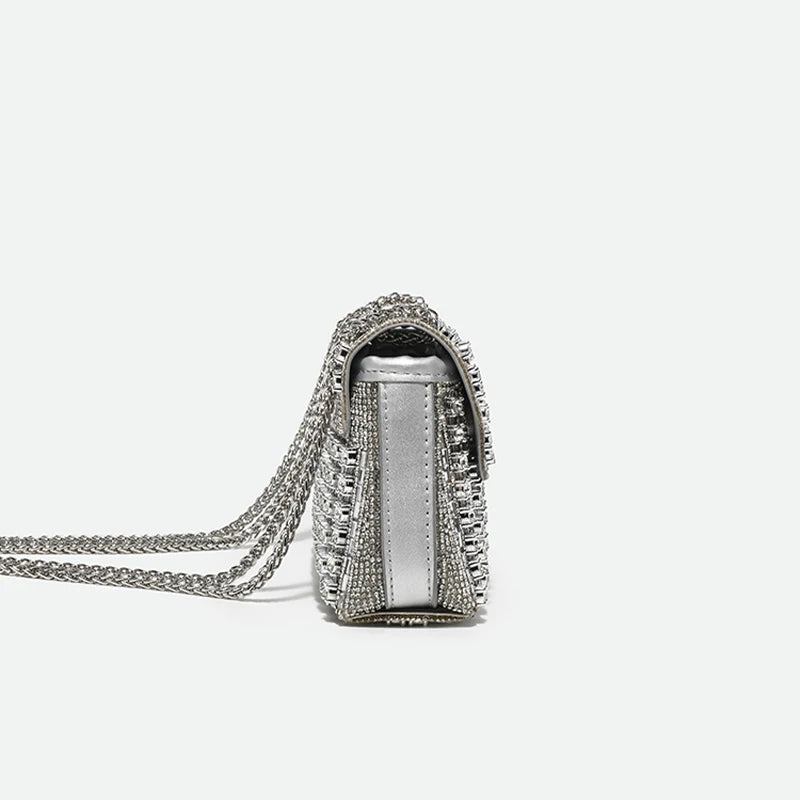 side view silver luxury bag