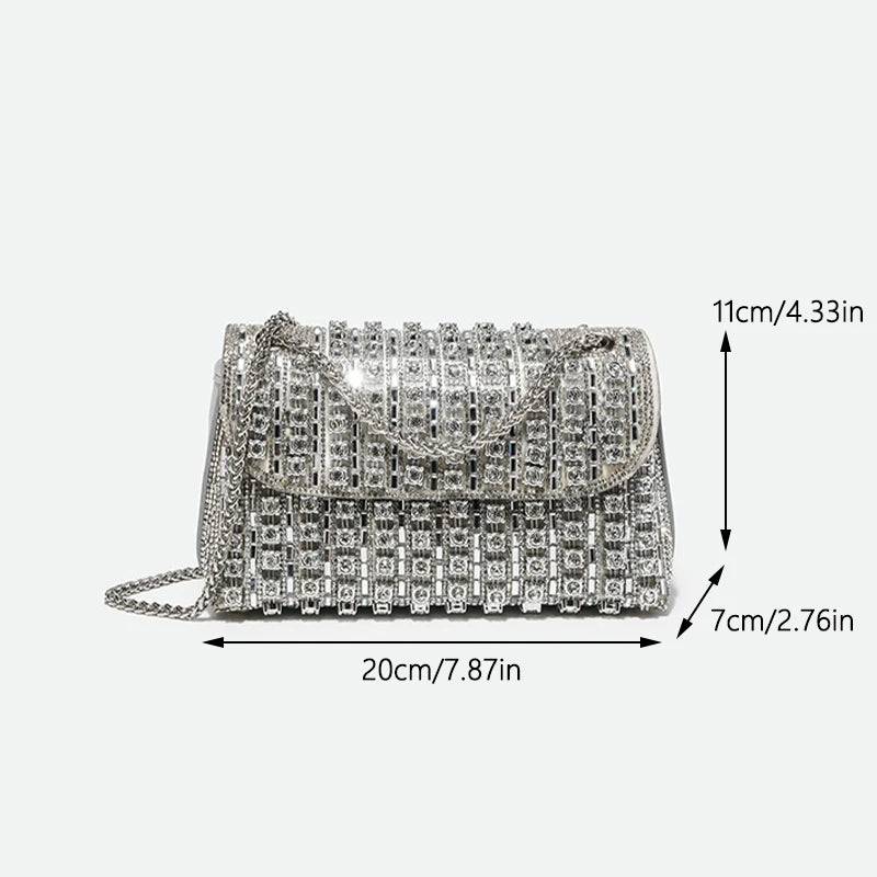 silver luxury handbag size