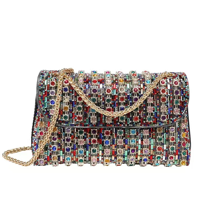 colorful rhinestone luxury bag