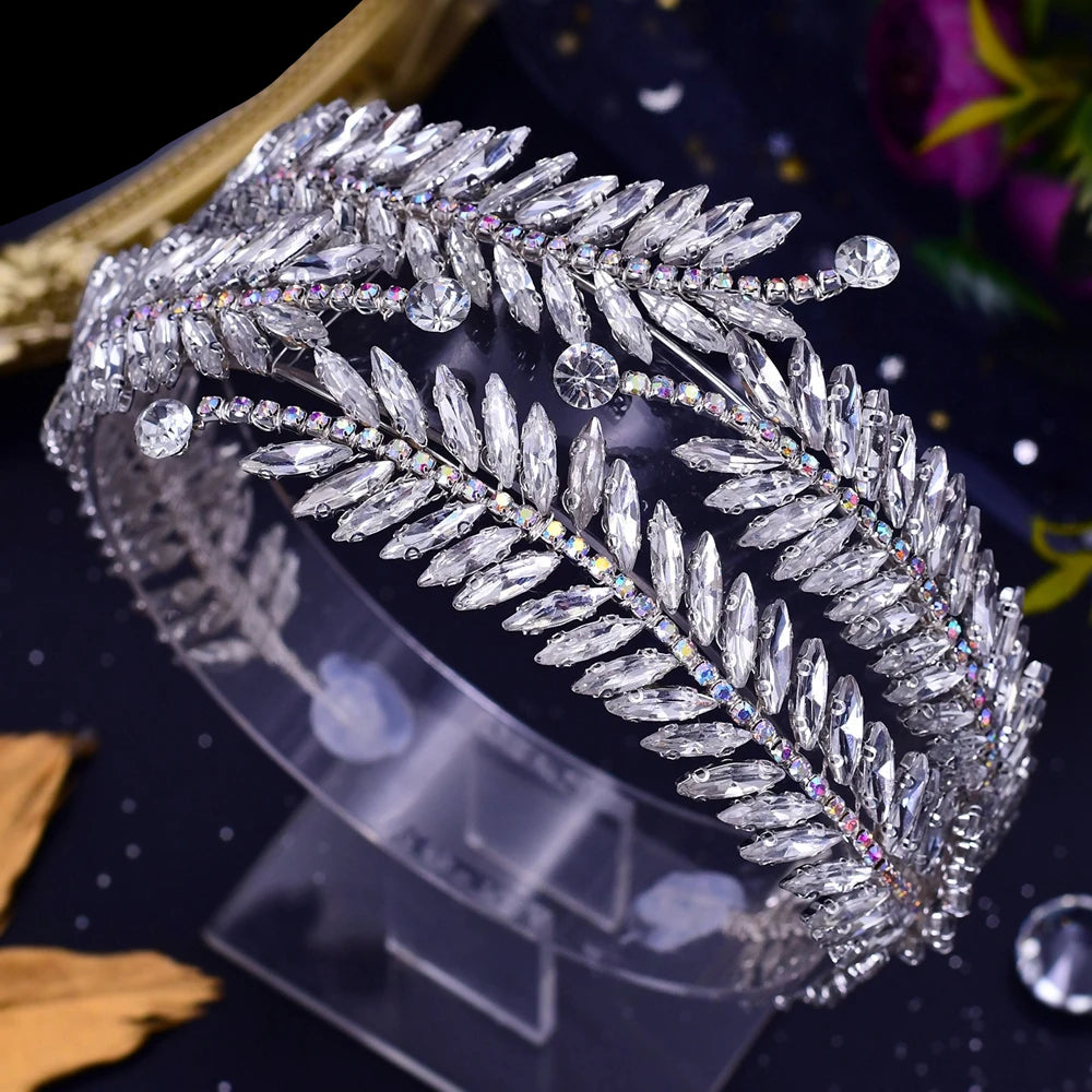 Silver Rhinestone Tiara Headdress Wedding Hair Accessories