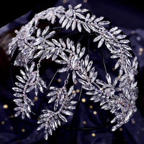Silver Rhinestone Tiara Headdress Wedding Hair Accessories
