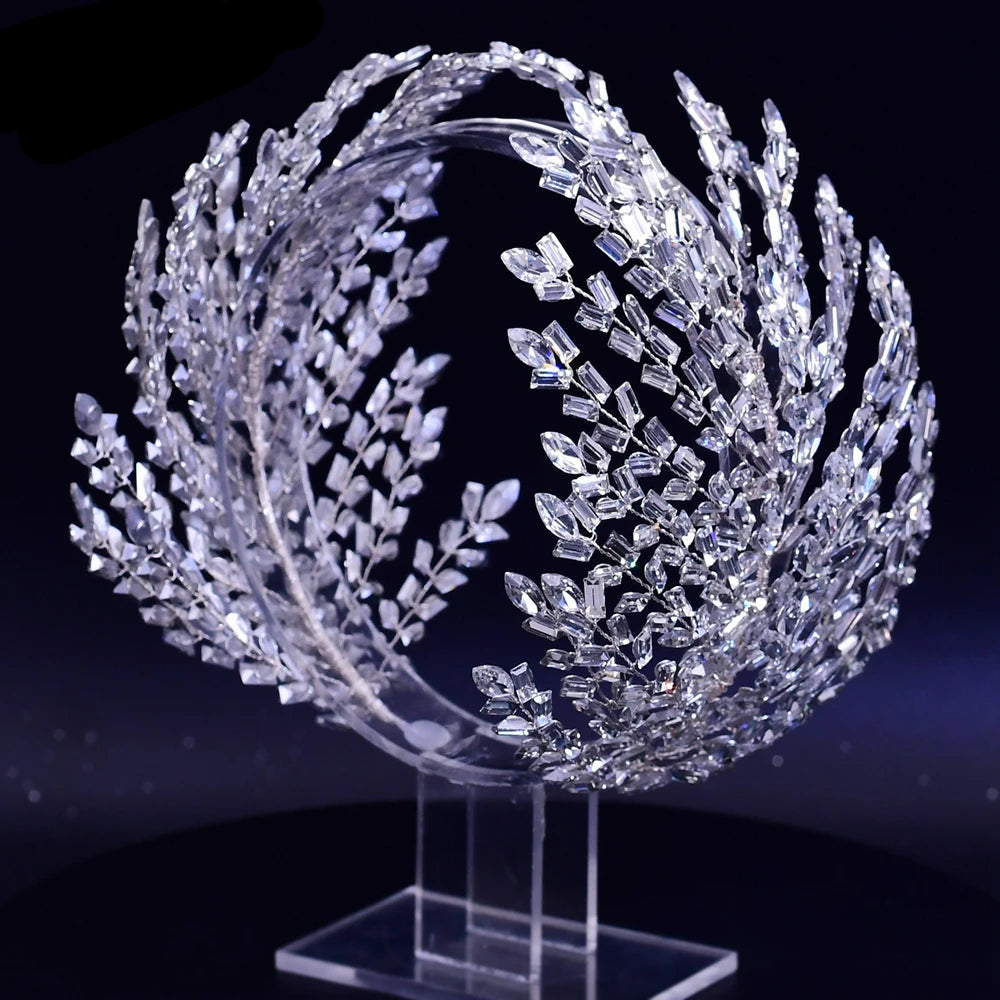Silver Rhinestone Tiara Headdress Wedding Hair Accessories