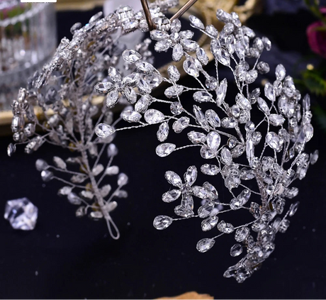 Silver Rhinestone Tiara Headdress Wedding Hair Accessories