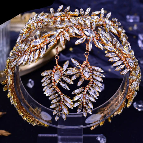 Gold silver Rhinestone Tiara Headdress Wedding Hair Accessories