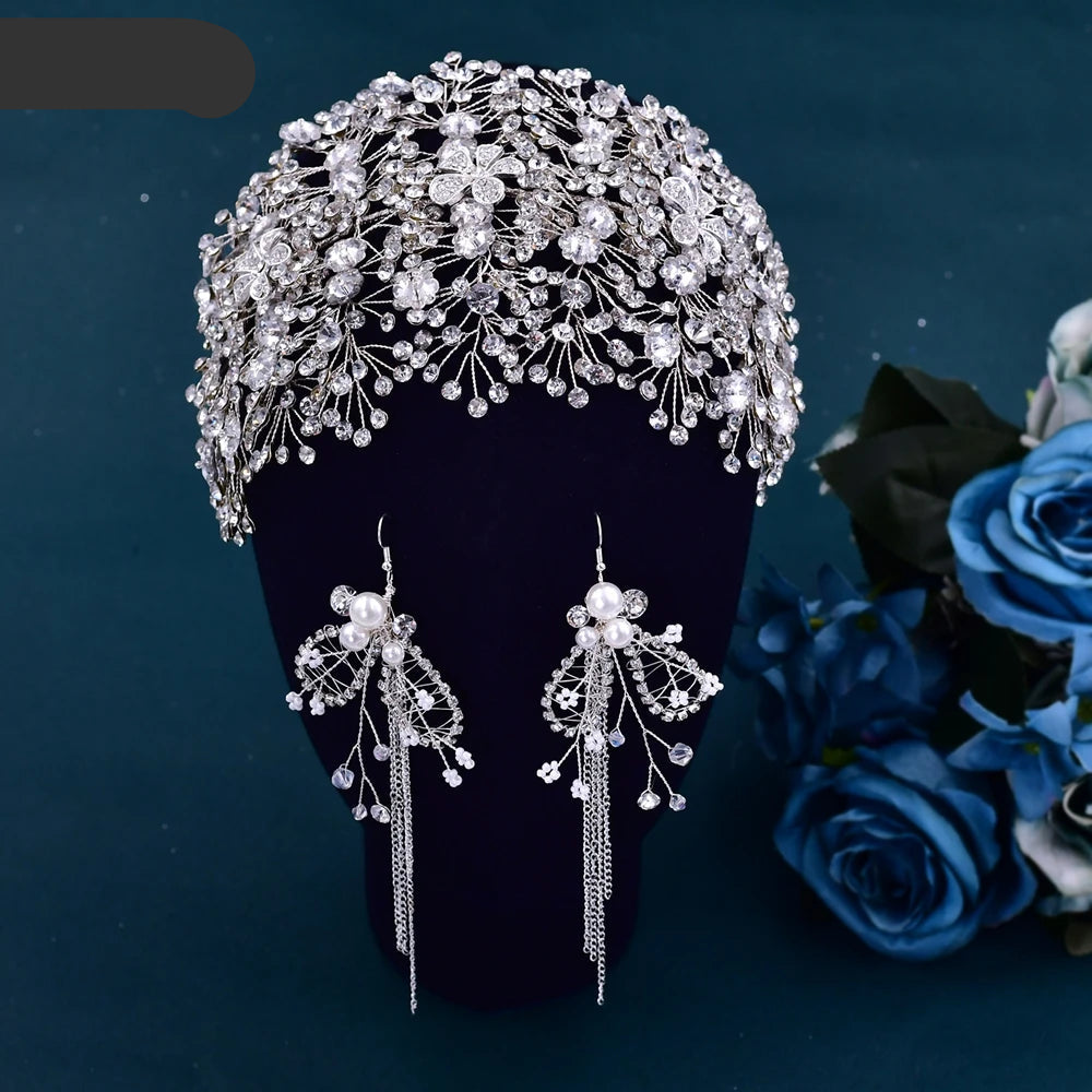 Elegant rhinestone bridal tiara and headdress for wedding hair accessories