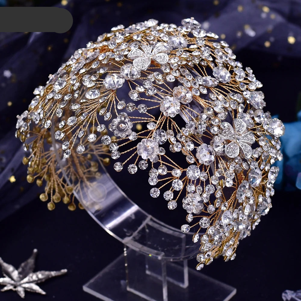 Elegant rhinestone bridal tiara and headdress for wedding hair accessories