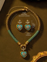 Size of Rhinestone Vintage Inlaid Flower Blue Heart-Shaped Jewelry Set