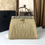 Gold Rhinestones Large Capacity Socialite Crossbody Bag