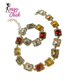 Rhinestones Necklace  Vintage Square Sassy Chick Logo