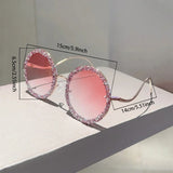 Size of Rhinestones Round Oversized Gradient Decor Sunglasses
