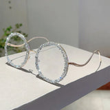 White Rhinestones Round Oversized Gradient Decor Sunglasses