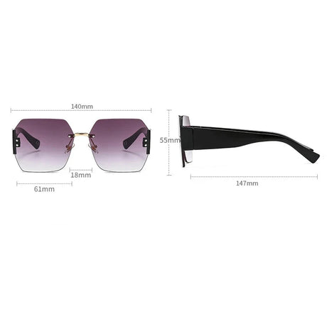 Rimless Flower Square Goggle Sunglasses