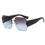 Rimless Flower Square Goggle Sunglasses