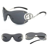 Black Rimless One-piece Snake Fashion Women Sunglasses