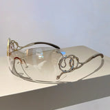 Rimless One-piece Snake Fashion Women Sunglasses