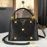 Black Rivet Water Diamond Style Handbag
