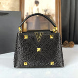 Black Rivet Water Diamond Style Handbag