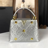Silver Rivet Water Diamond Style Handbag