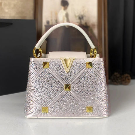 Silver Rivet Water Diamond Style Handbag