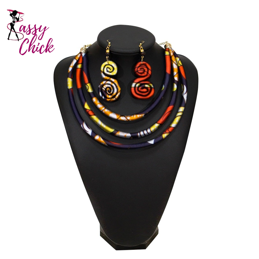 Rope Necklace Fabric Jewelry Set Sassy Chick Logo