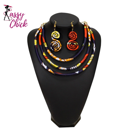 Rope Necklace Fabric Jewelry Set Sassy Chick Logo