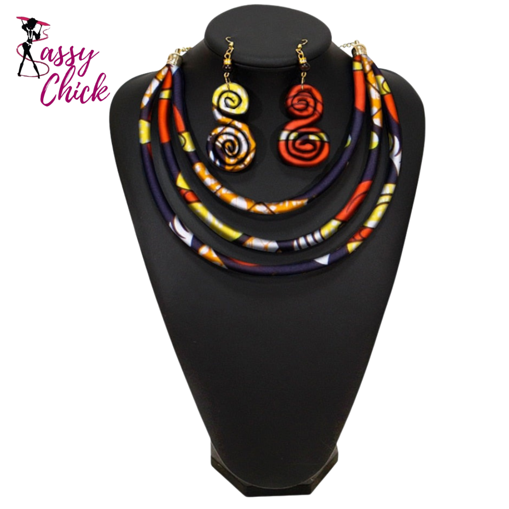 Rope Necklace Fabric Jewelry Set Sassy Chick Logo