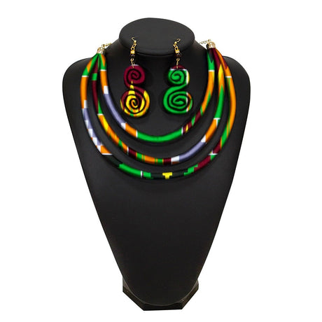 Multicolor Rope Necklace Fabric Jewelry Set