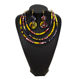 Yellow Black Rope Necklace Fabric Jewelry Set