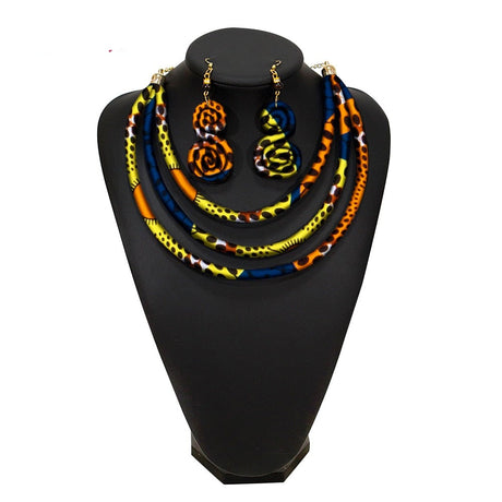 Multicolor Rope Necklace Fabric Jewelry Set