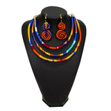 Multicolor Rope Necklace Fabric Jewelry Set