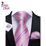 Rose Pink Paisley Silk Hanky Cufflink Wedding Tie Sassy Chick Logo