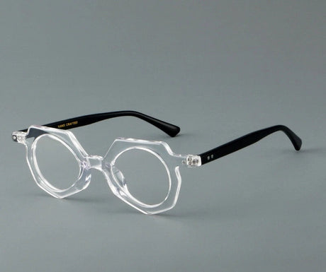 Round Acetate Small Size Rivet Eyewear transparent