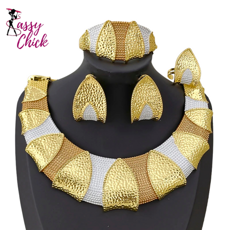 Round Chunky Choker Dubai Gold Plated Jewelry Set Sassy Chick Logo