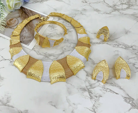 Round Chunky Choker Dubai Gold Plated Jewelry Set