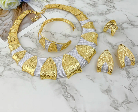 Round Chunky Choker Dubai Gold Plated Jewelry Set