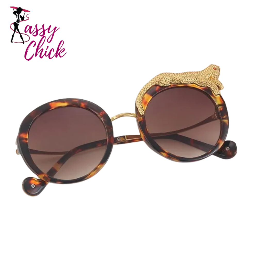 Round Crystal Sunglasses Sassy Chick Logo