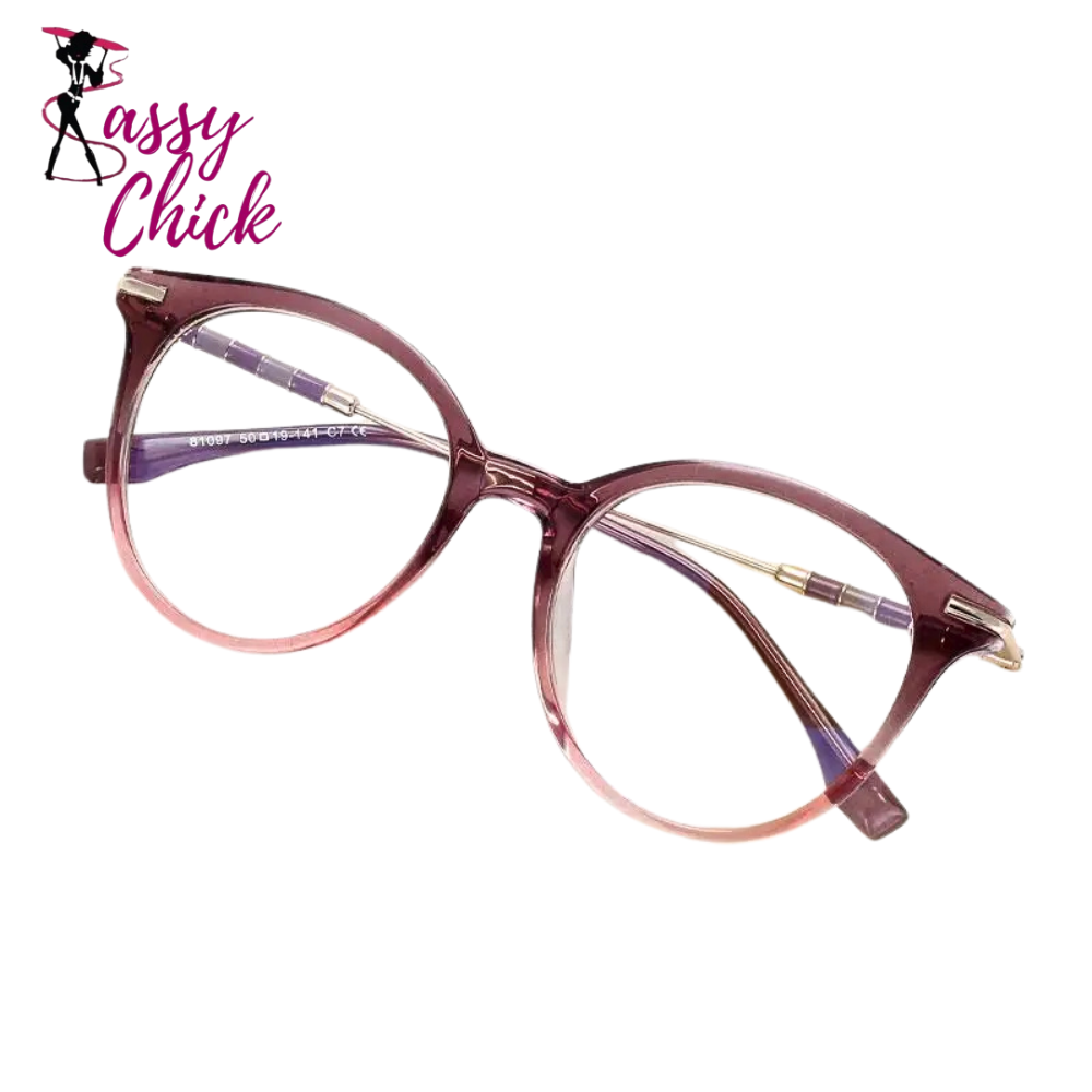 Round Metal Anti Blue Light Computer Eyewear Sassy Chick Logo