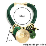 Size of Round Pendant Statement Beaded Necklace