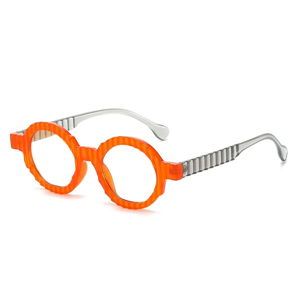 Round Retro Casual Reading Presbyopia Eyeglasses transparent frame/ orange