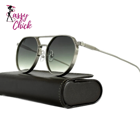 Round Steampunk Heavy Metal Sunglasses Sassy Chick Logo